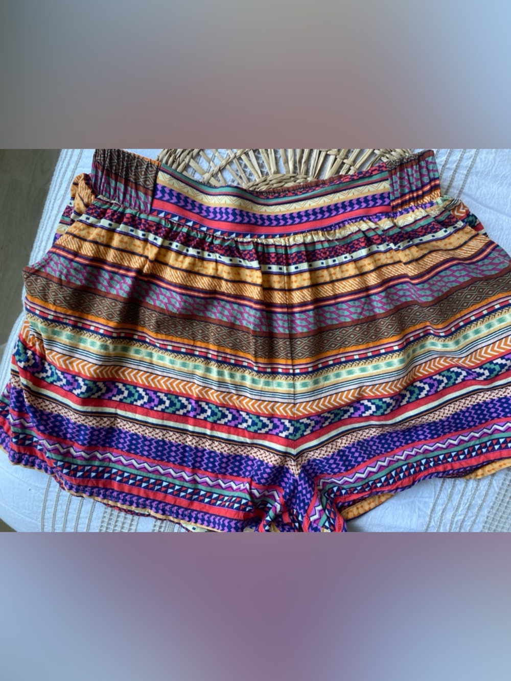 Women’s Multicolor Aztec Print Flowy Elastic Waist Shorts